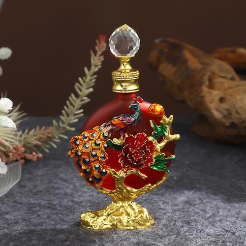 轻奢重工孔雀花卉精油瓶跨境热销高档精致化妆品香水分装瓶批发